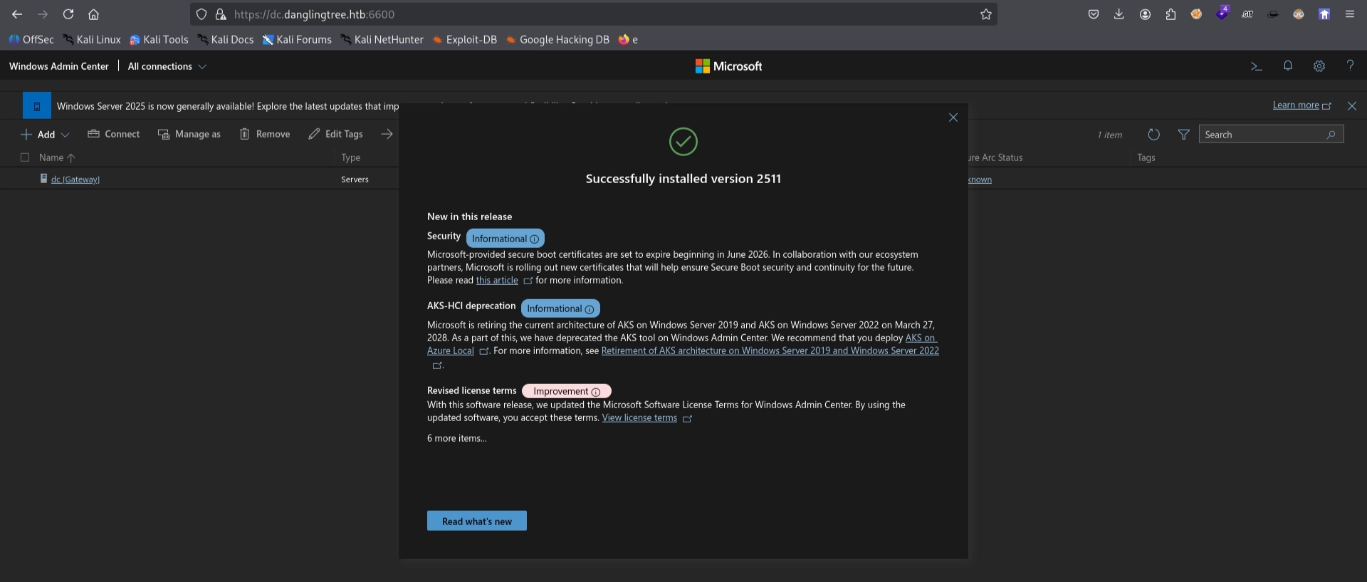 Windows Admin Center login page